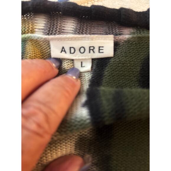 Adore Open Front Waterfall Cardigan L Peacock Feathers Artsy Dynamic Drapey - Picture 7 of 12